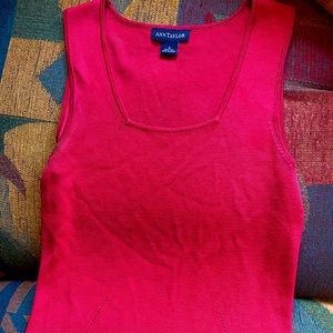 Ann Taylor Red 100% Silk knit shell top/tank top